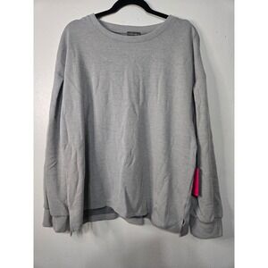 Vince Camuto Gray‎ Ribbed Knit Pullover Sweatshirt Women XL Minimalist Classic